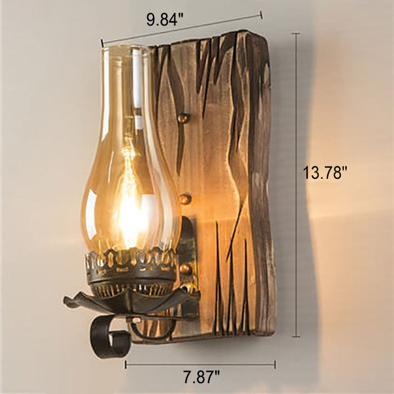 Wood Iron Wall Lamp