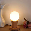 Orb Glass Wood Bedroom Table Lamp