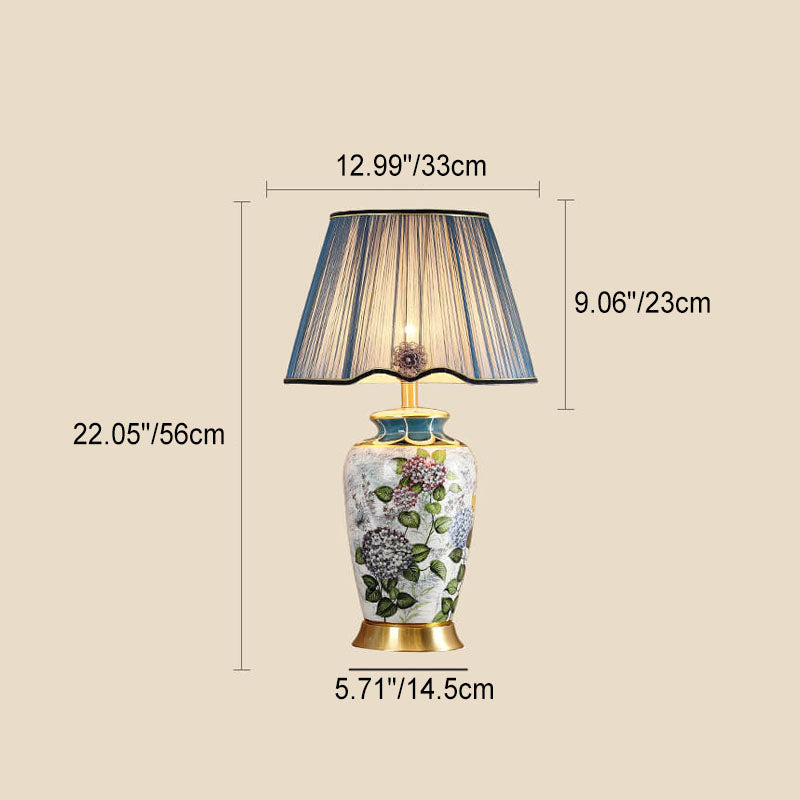 Painted Fabric Ceramic Table Lamp