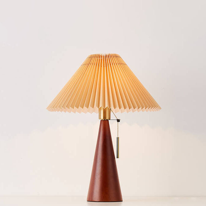 Pleated Wooden Fabric Table Lamp