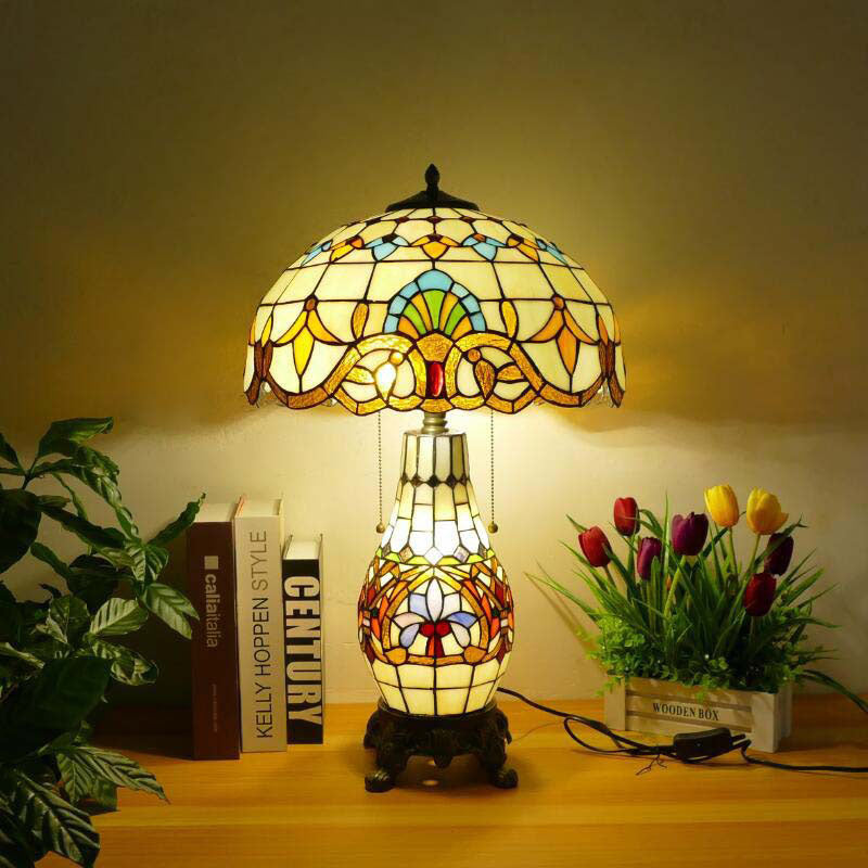 Baroque Umbrella Resin Stained 3-Light Table Lamp