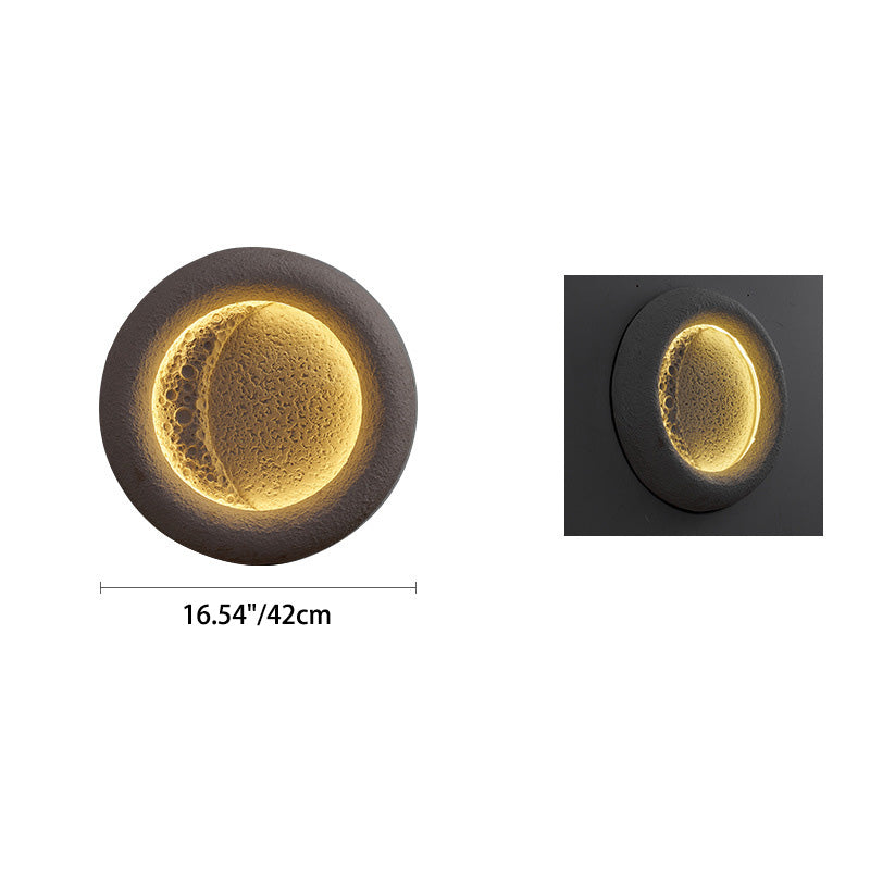 Concrete Round Moon Warm Outdoor Light