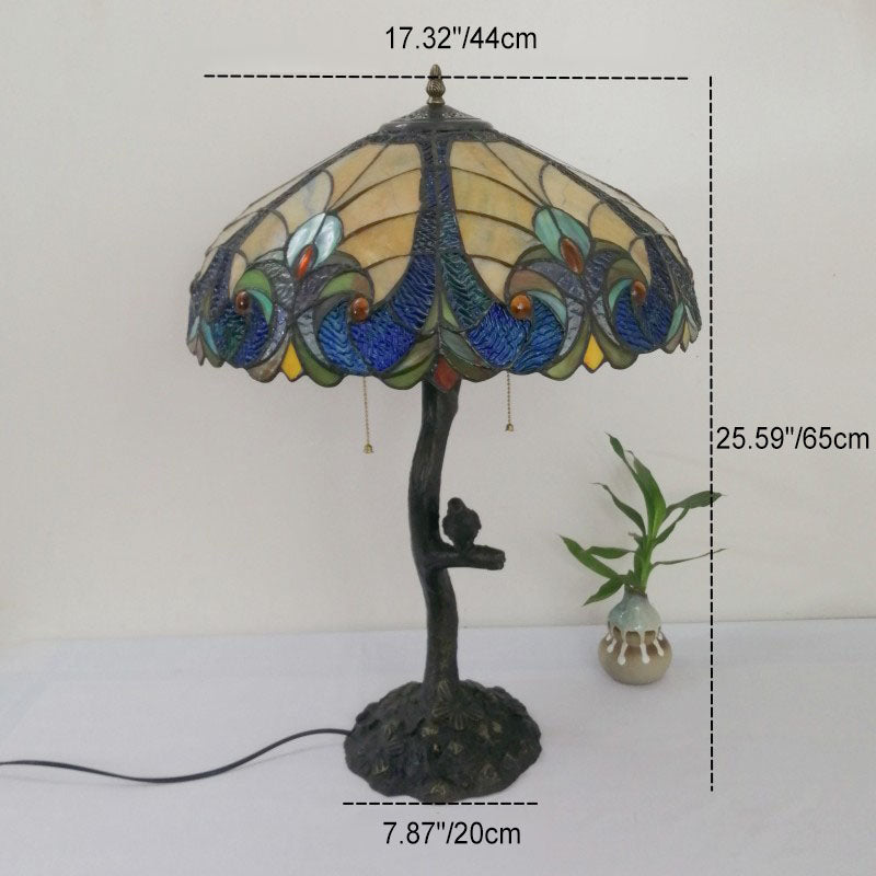 Flower Stained Glass Resin 2-Light Table Lamp