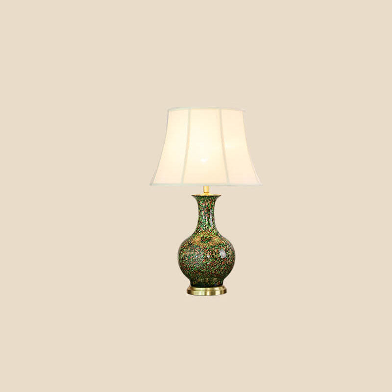 Flowing Glaze Ceramic Fabric Table Lamp