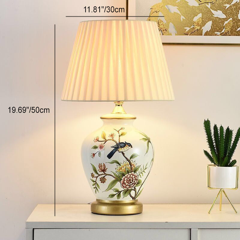 Ceramic Fabric Electroplated Antique Table Lamp