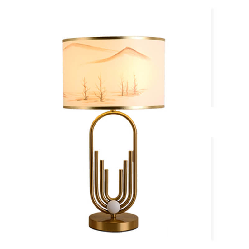 Fabric Metal Ring Table Lamp