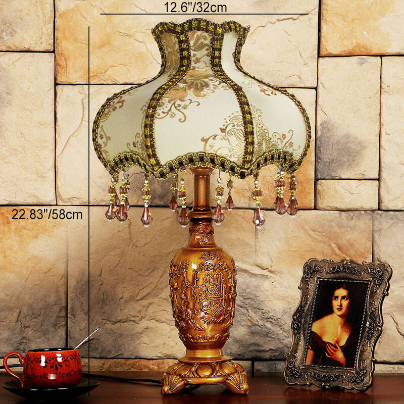 Floral Texture Fabric Pleated Table Lamp