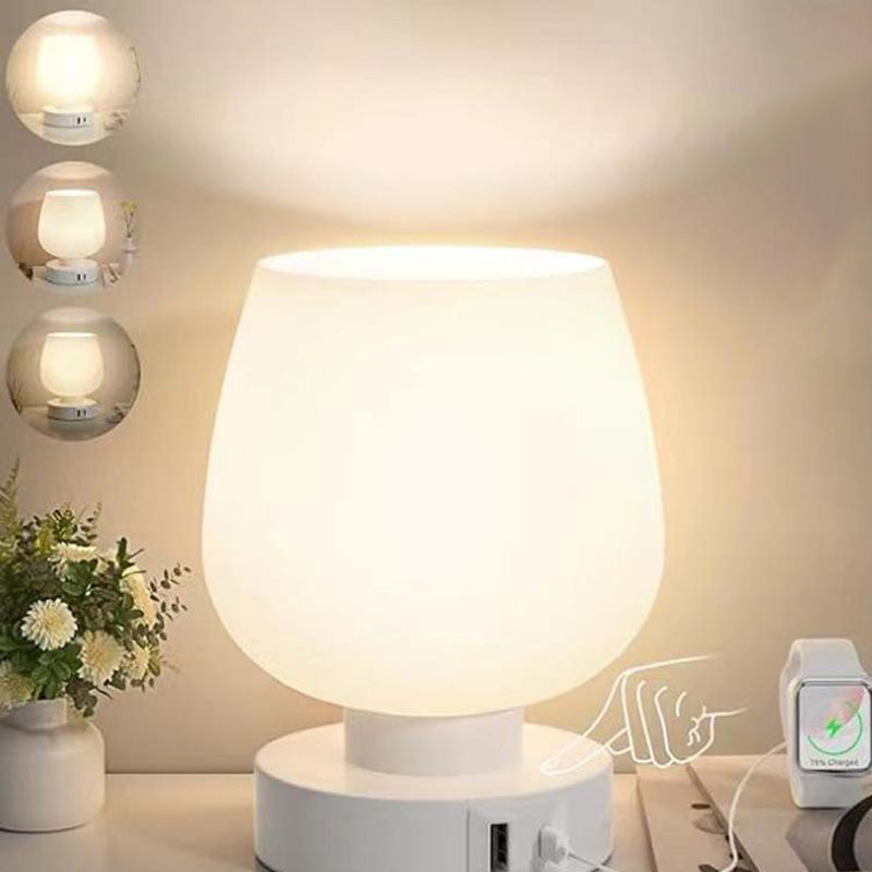 Flat Round Glass Iron Table Lamp