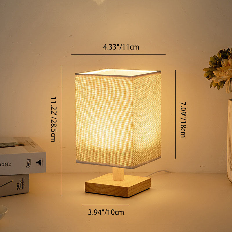 Fabric Square Bedroom Table Lamp