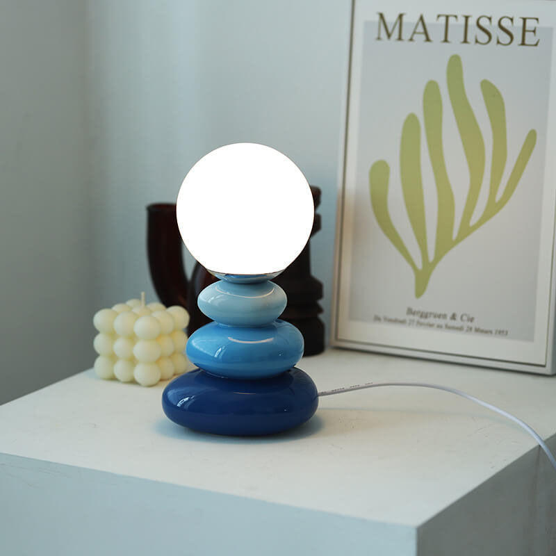 Ceramic Colorful Stacked Stones Table Lamp
