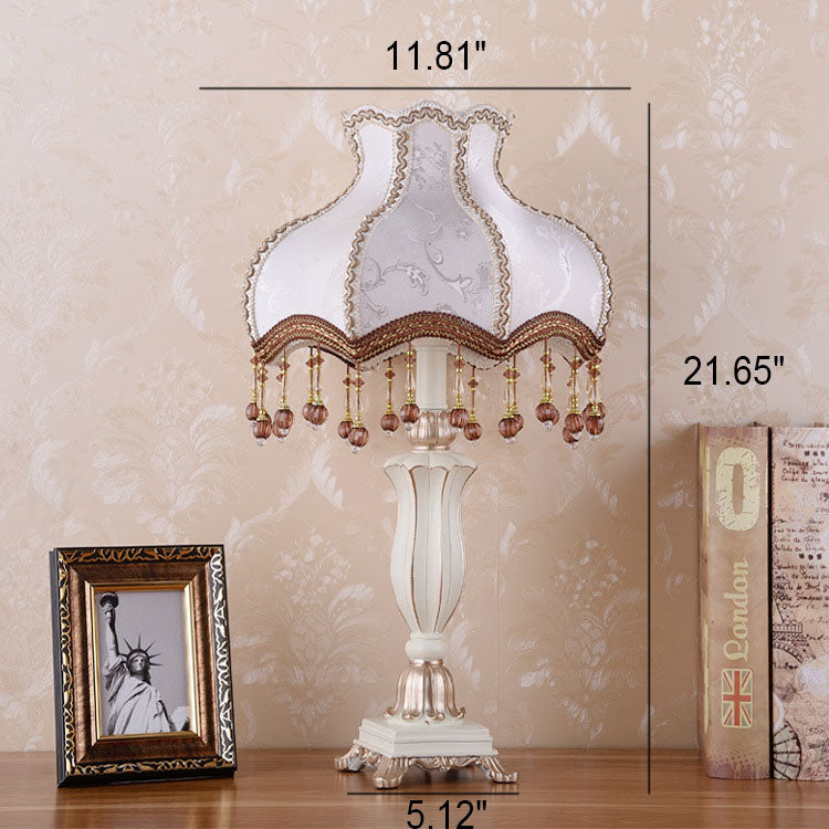 Fabric Cone Tassel Resin Table Lamp