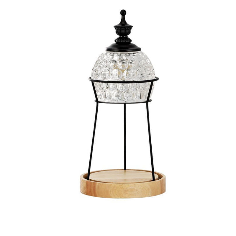 Wooden Crystal Melting Wax 2-Light Table Lamp