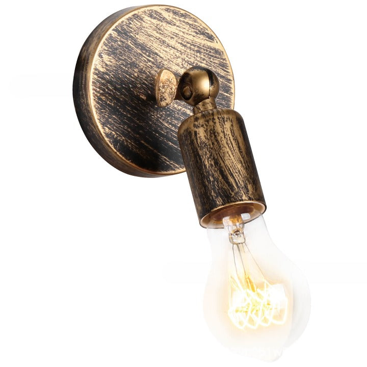Iron Round Exposed Entryway Wall Lamp