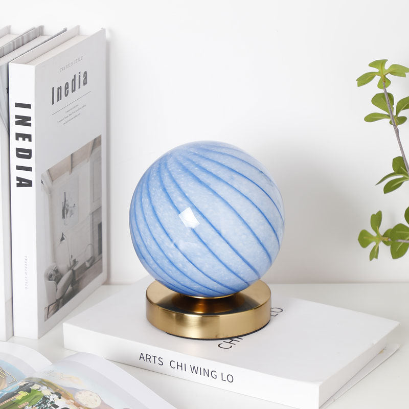 Glass Iron Ball Stripe Table Lamp