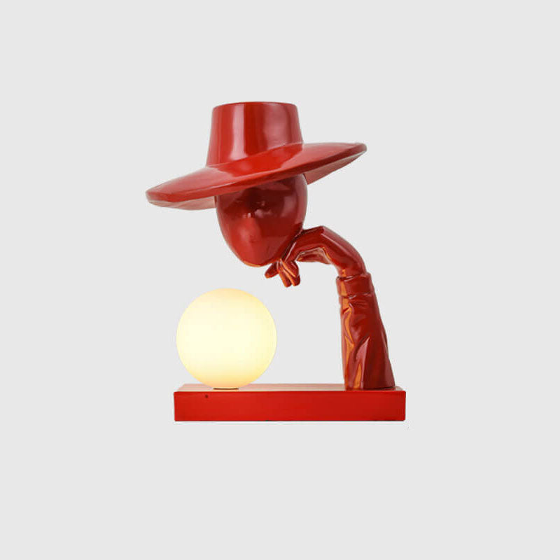 Abstract Hat-Wearing Human Figure Table Lamp