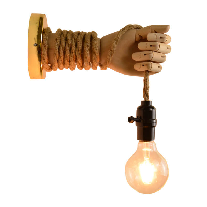Hand Shape Arm Hemp Wall Lamp