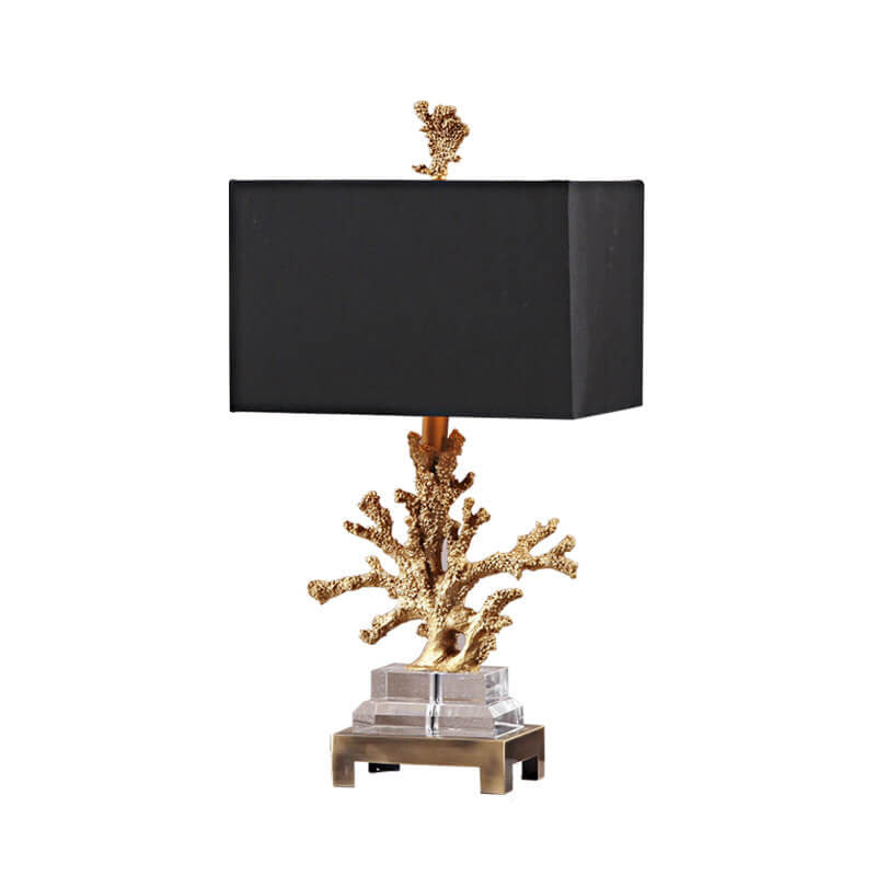 Linen Resin Crystal Coral Table Lamp