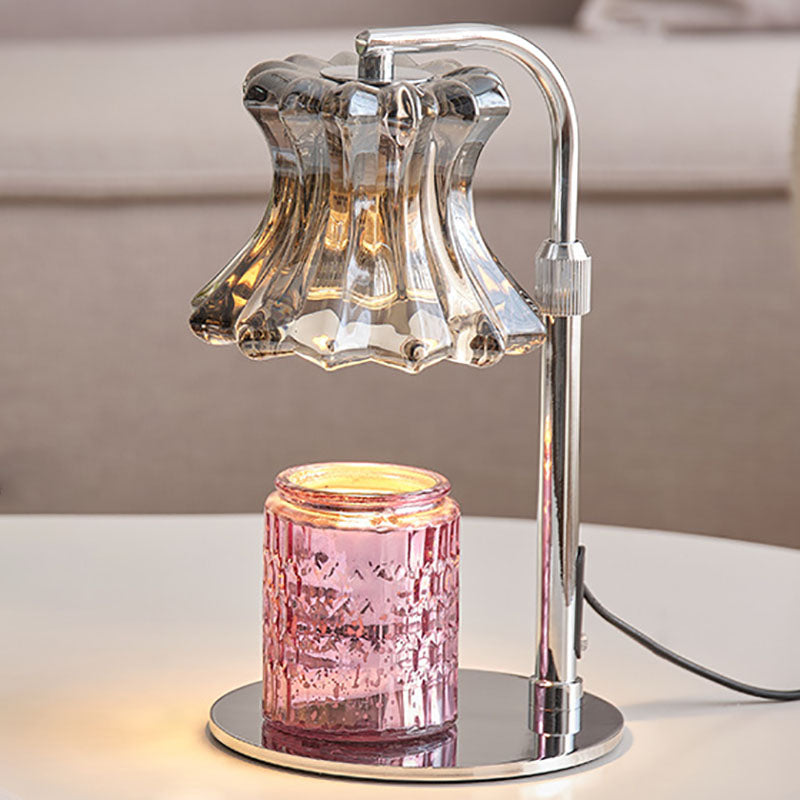 Floral Round Iron Glass Table Lamp
