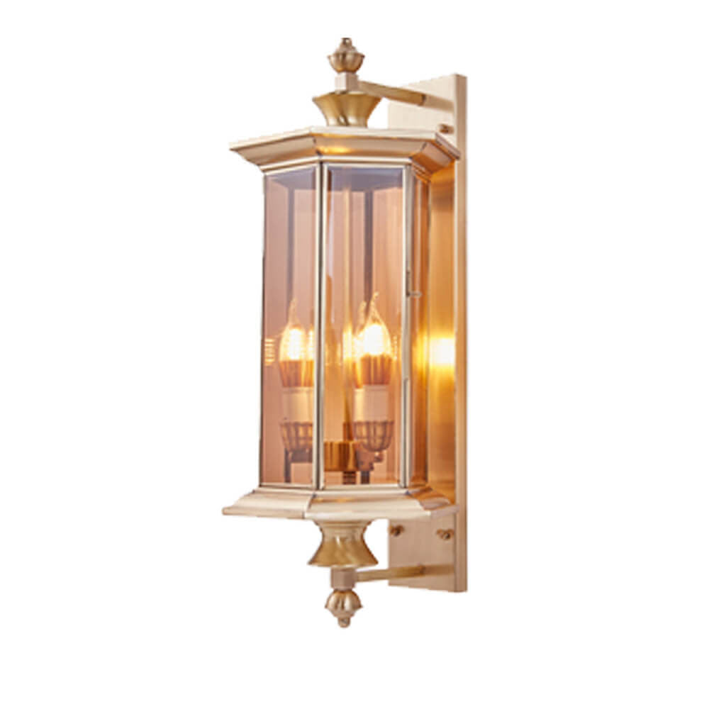 Brass Finish Frame Glass Outdoor Light