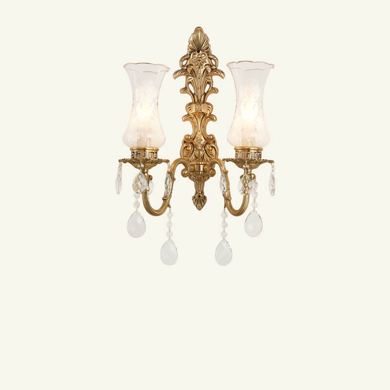 Crystal Candelabra Brass 1/2 Wall Lamp