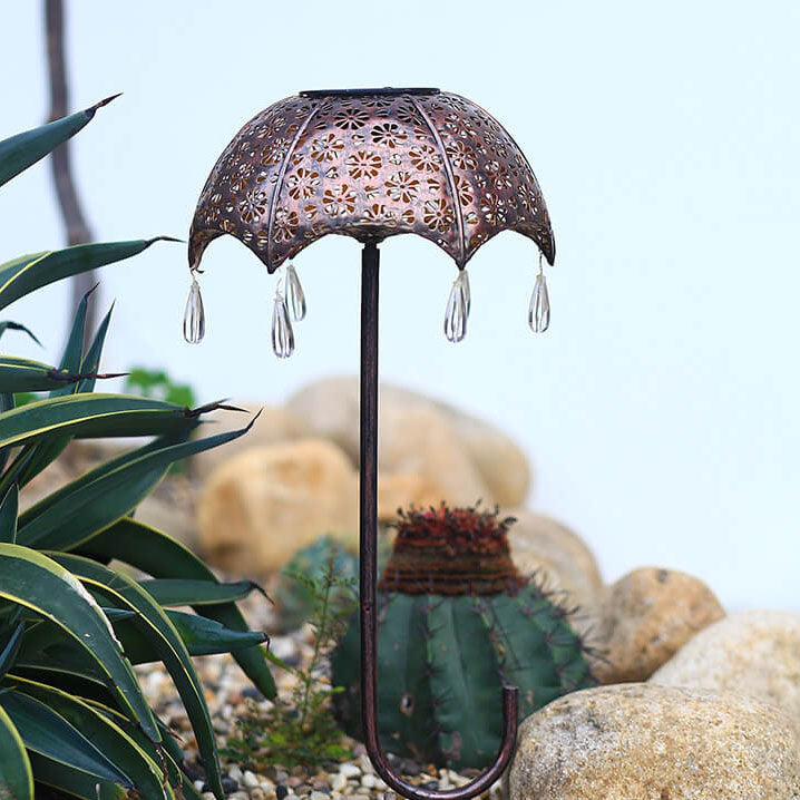Iron Colorful Umbrella Hollow Outdoor Light