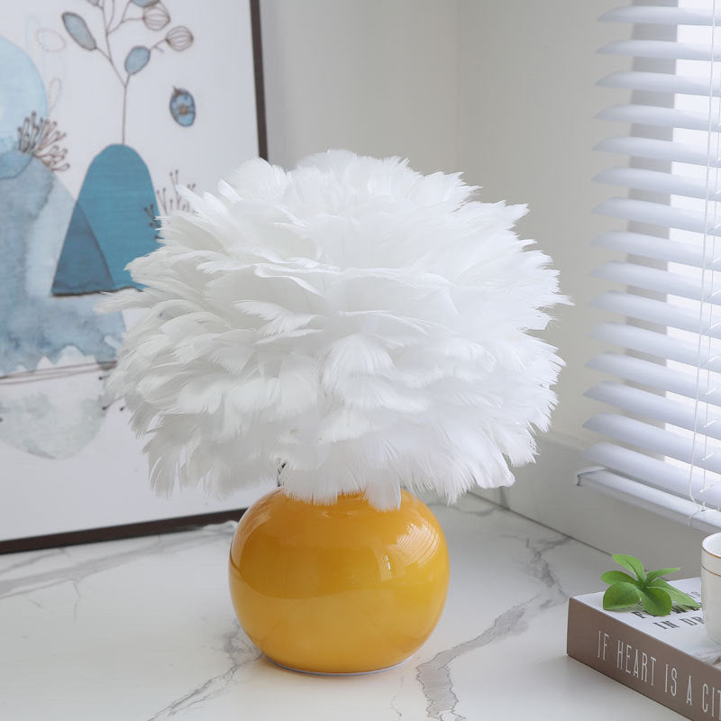 Feather Round Glass Goose Table Lamp