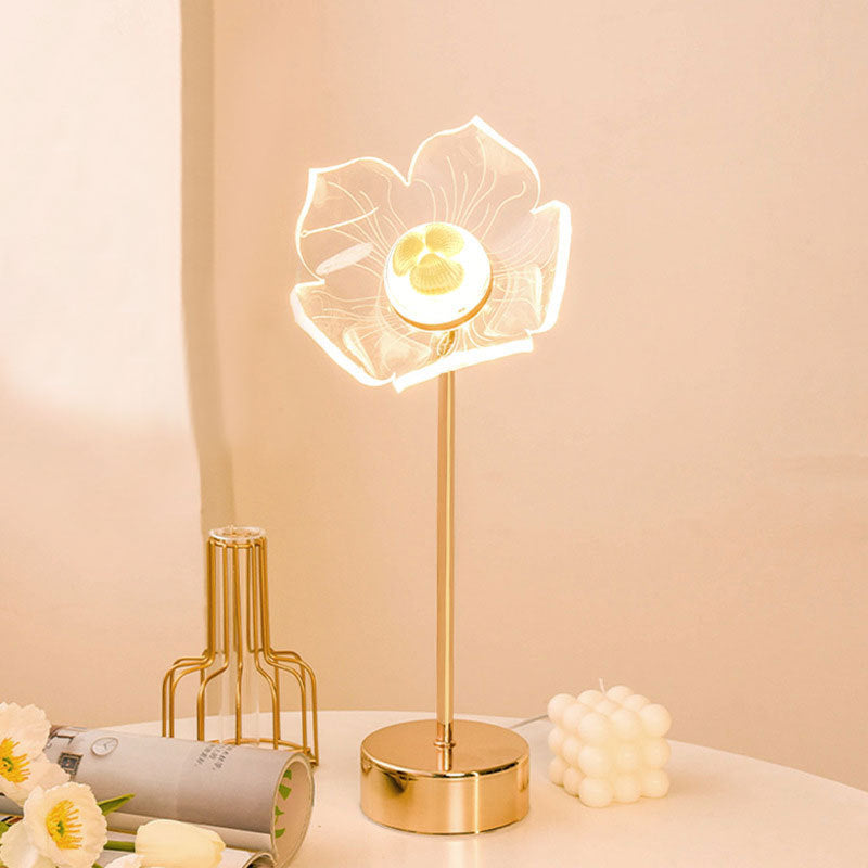 Acrylic Flower Butterfly Gold Table Lamp