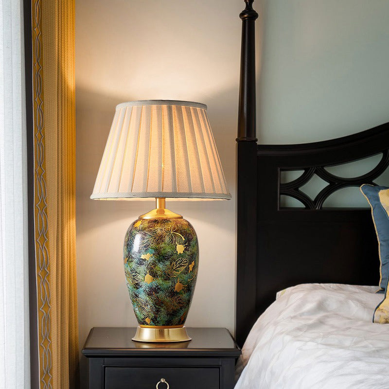 Vase Pleated Octagon Lampshade Table Lamp