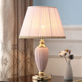 Pleated Fabric Ceramic Column Table Lamp