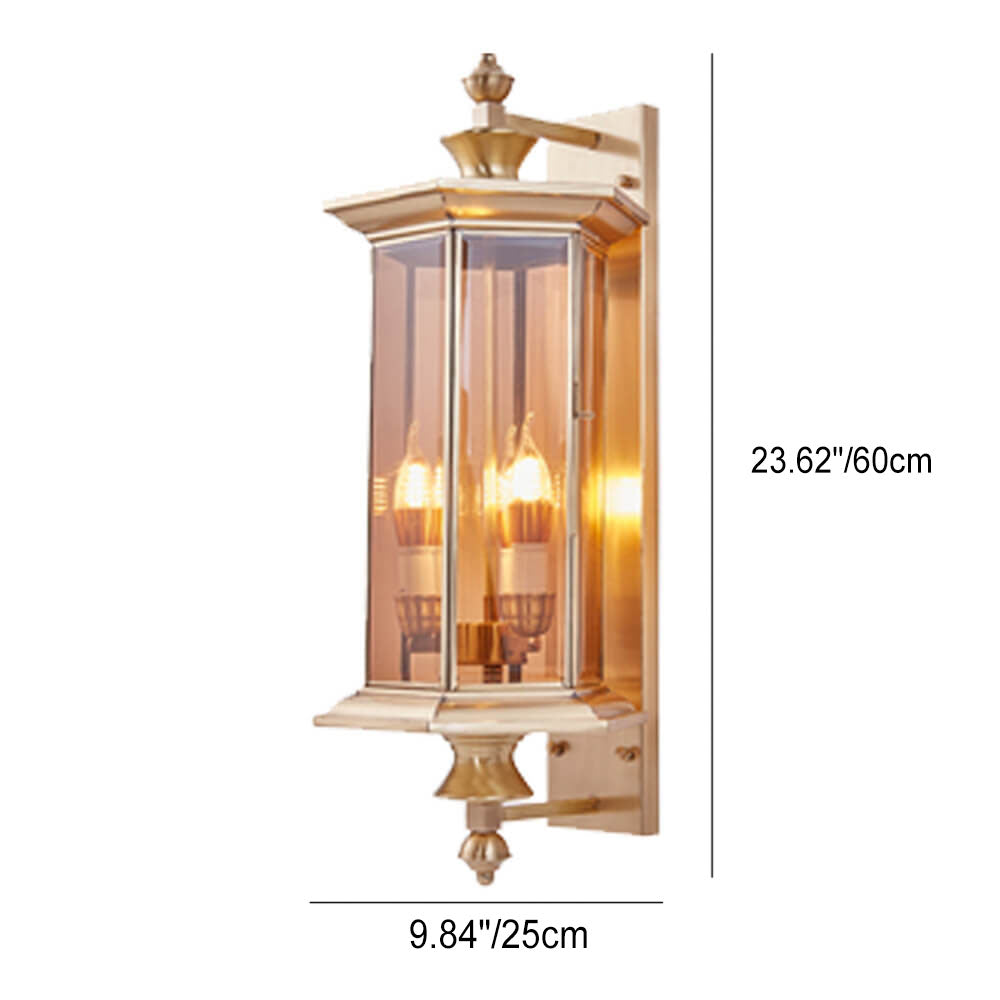 Brass Finish Frame Glass Outdoor Light