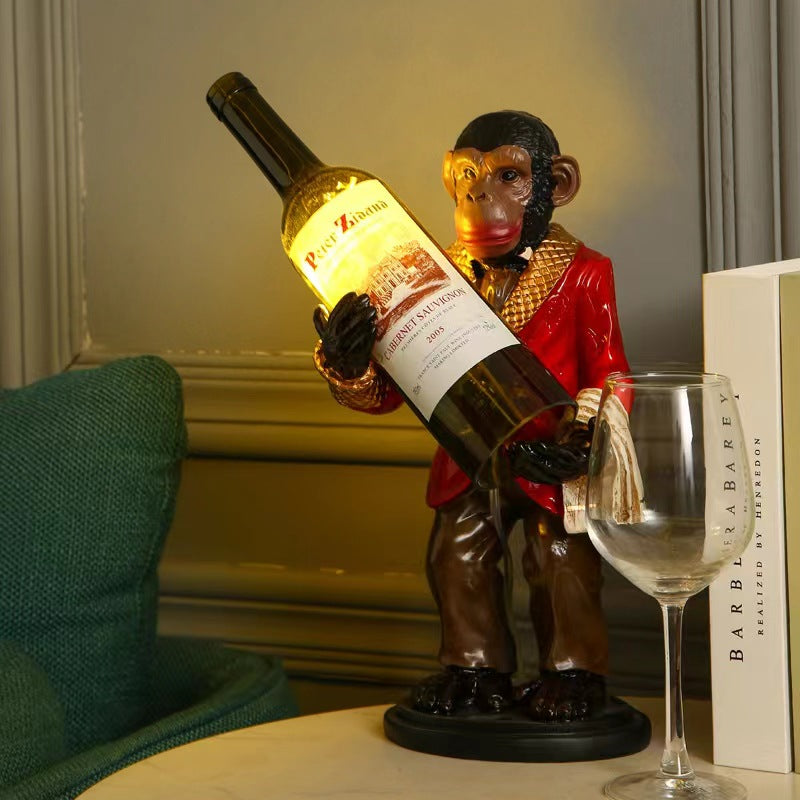 Orangutan Wine Bottle Glass Table Lamp