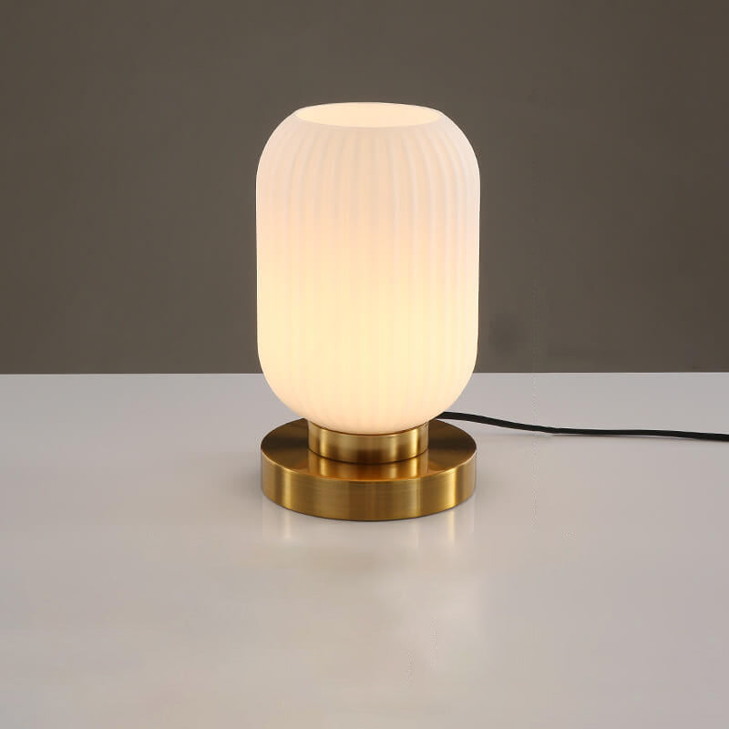 Striped Glass Oval Design Table Lamp