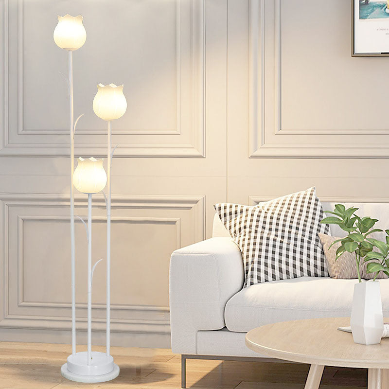 Contemporary Scandinavian Cylinder Flower 3-Light Floor