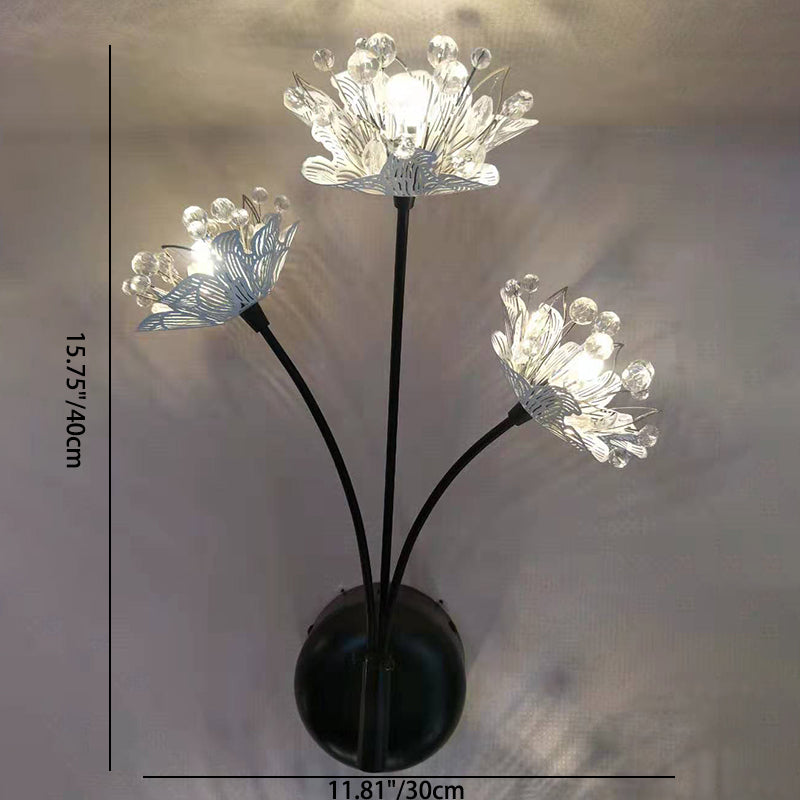 Iron Stainless Steel Crystal 3-Light Wall Lamp
