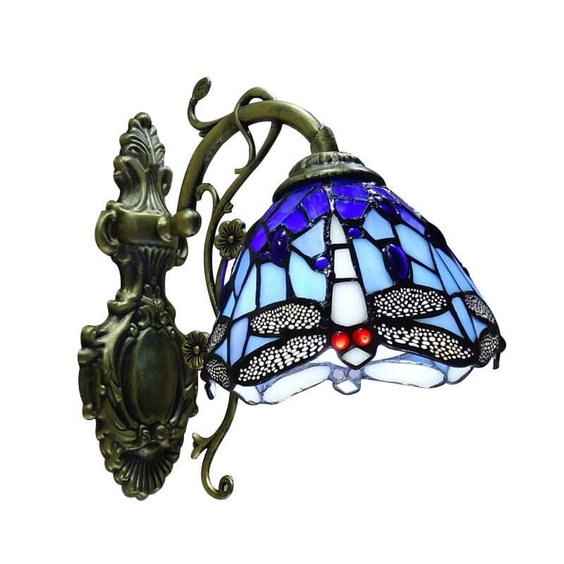 Handmade Stained Glass Dragonfly Wall Lamp