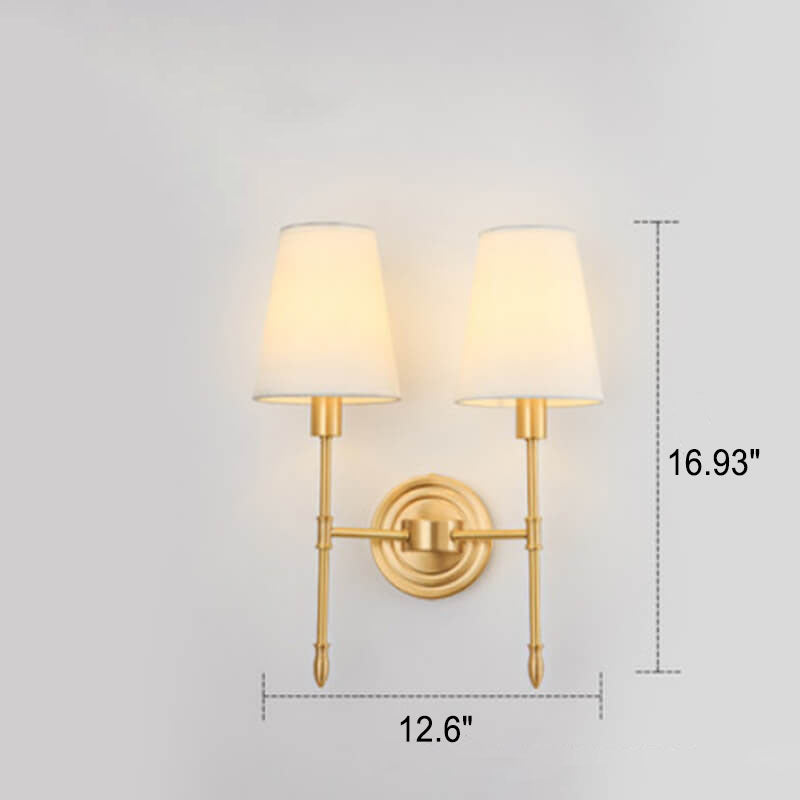 Brass Fabric Glass Straight Wall Lamp