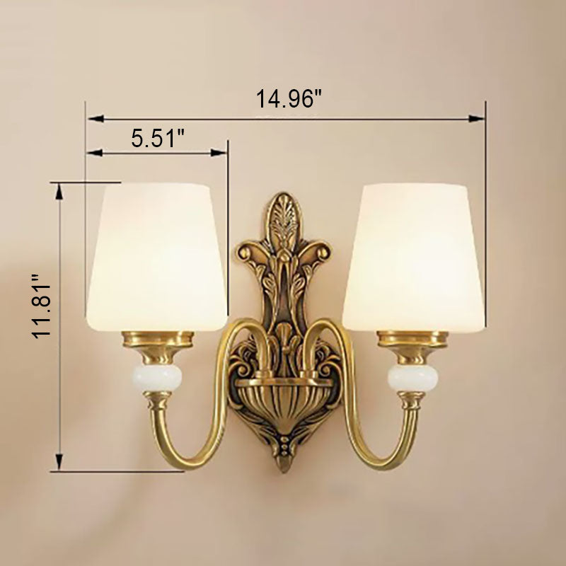 Jade Glass Brass Cone Wall Lamp