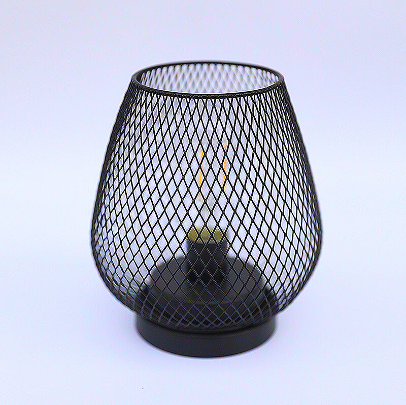 Battery Grid Iron Glass Table Lamp