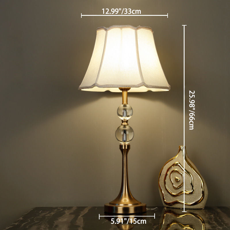Column Crystal Iron Fabric Table Lamp