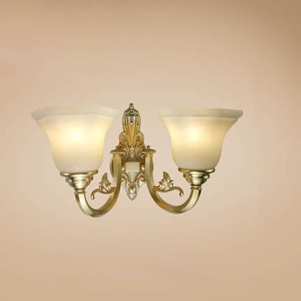 Brass Glass Cone Carved Wall Lamp