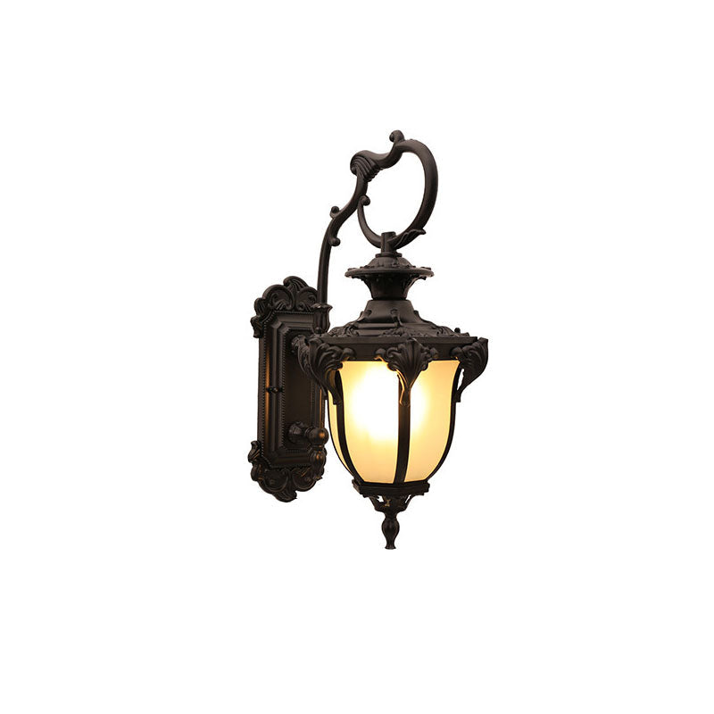 Aluminum Glass Carved Lantern Outdoor Light