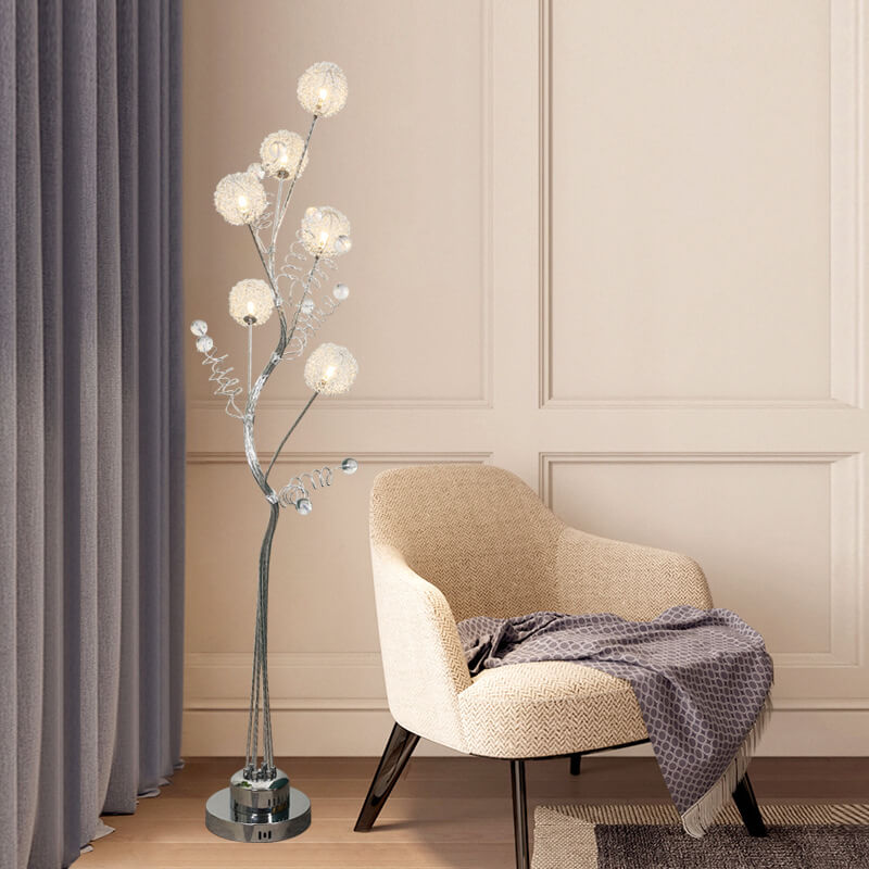 Creative Aluminum Weaving Balls 6-Light Floor Lamp