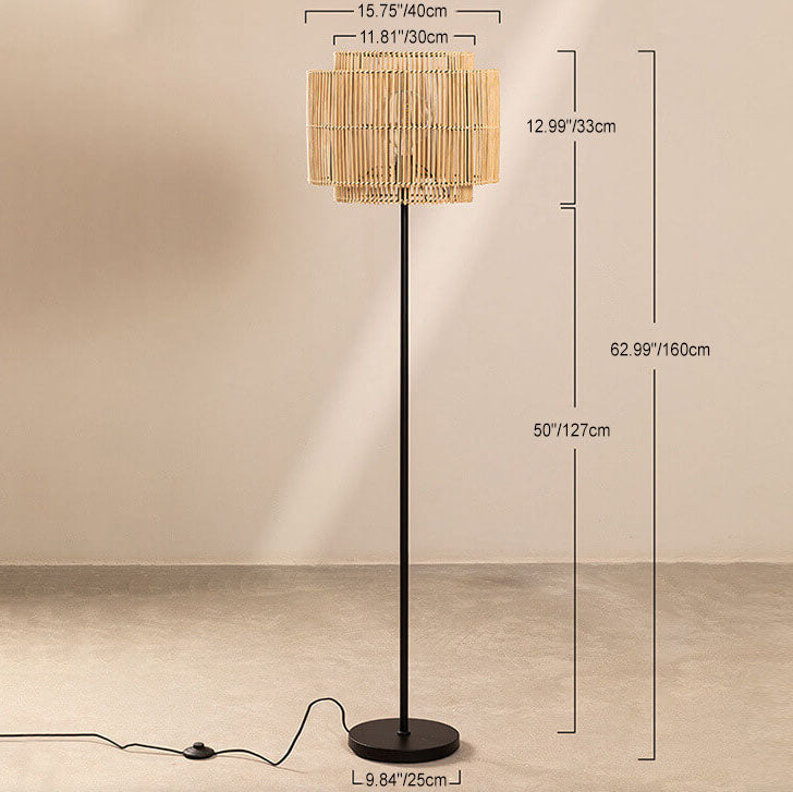 Rattan Weaving Cylinder Home Floor Lamp