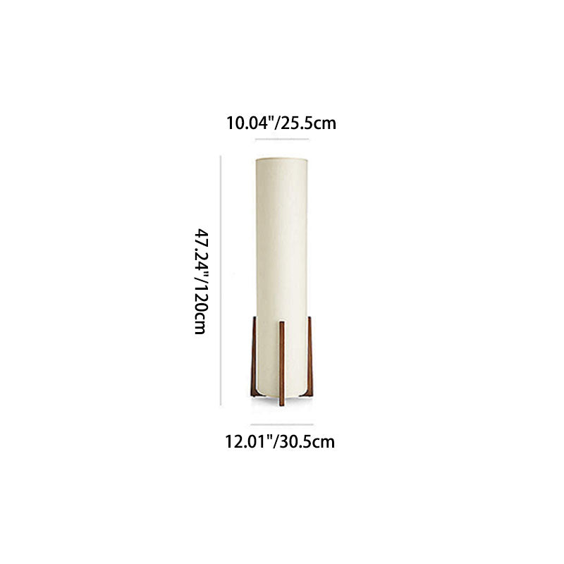 Cylinder Wooden Fabric Living Floor Lamp