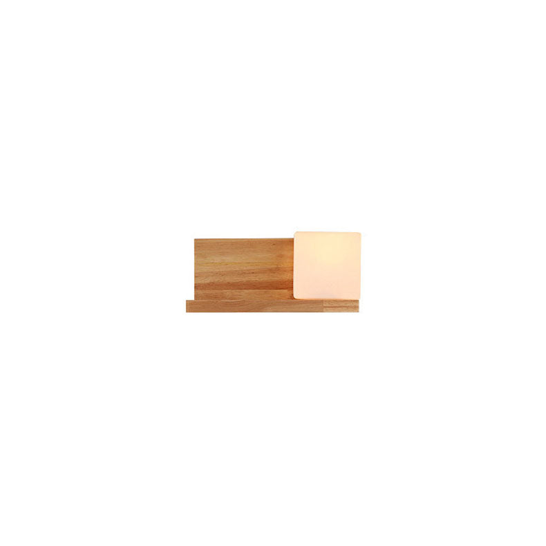 Wood Square Glass Wall Lamp