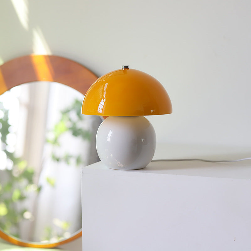 Cream Glass Mushroom Ceramic Table Lamp