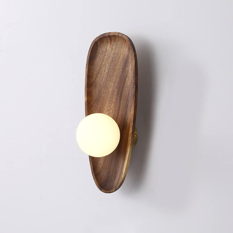 Zen Walnut Glass Ball Wall Lamp