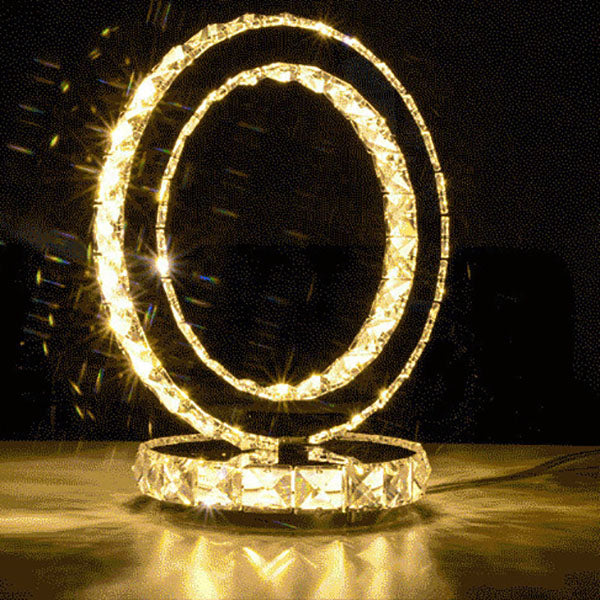 Crystal Round Stainless Steel Table Lamp