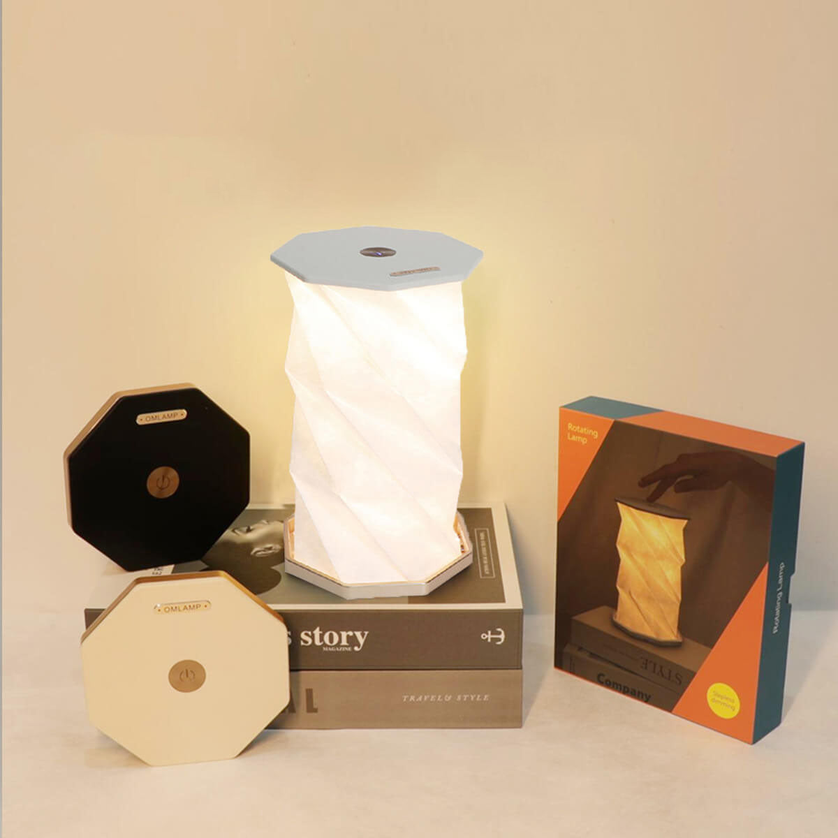 Rotating Foldable Wooden Touch Table Lamp