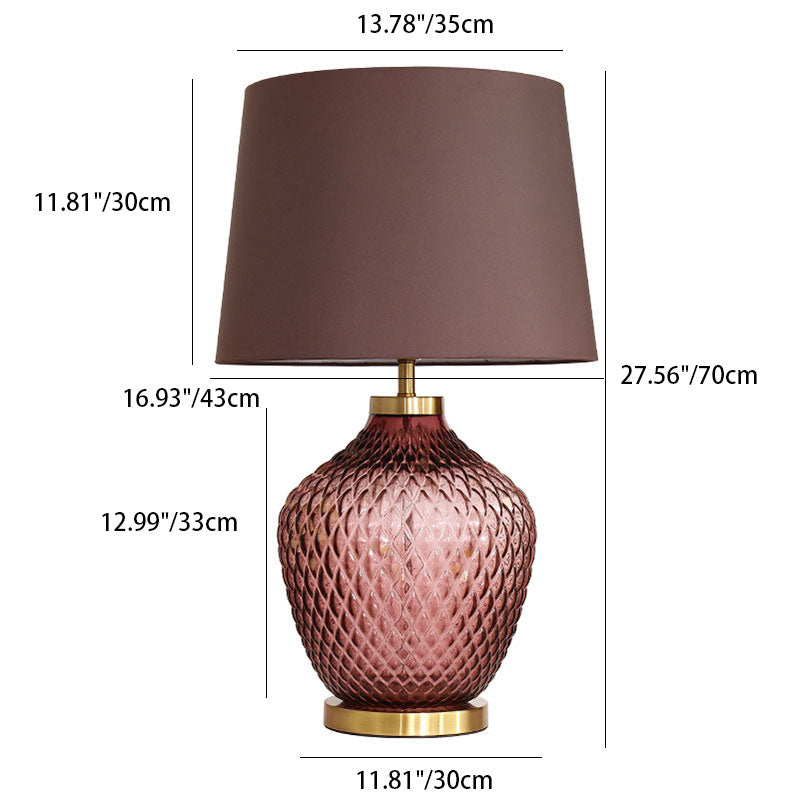 Lucite Vase Glass Fabric Table Lamp